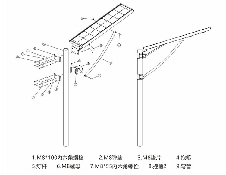91香蕉视频在线下载照明一体化太阳能路灯安装示意图