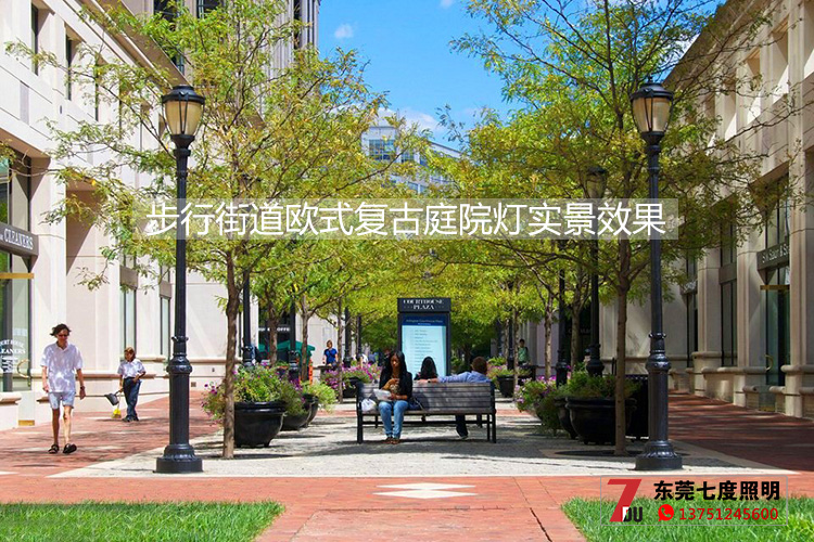 91香蕉视频在线下载照明-步行街道欧式复古庭院灯安装实景效果图片