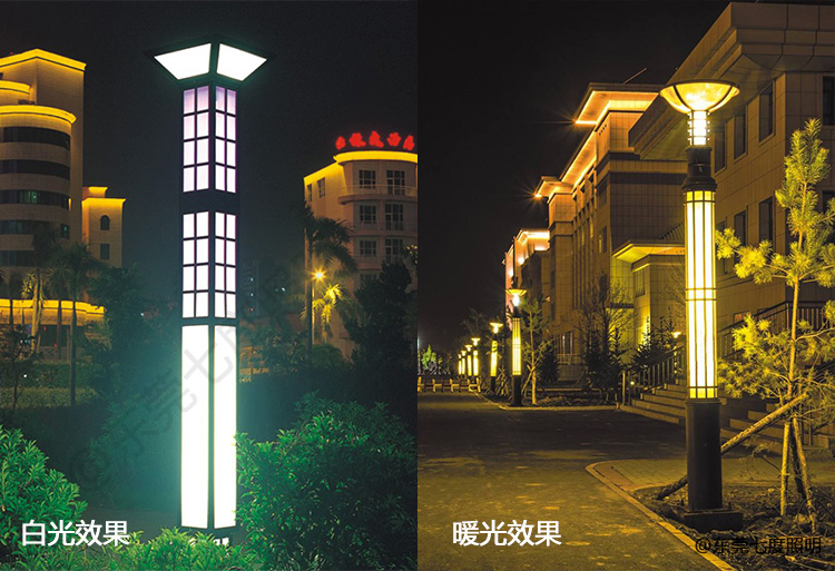 商业街道小区3.5米91香蕉在线观看柱白光和暖光分别亮灯效果实拍